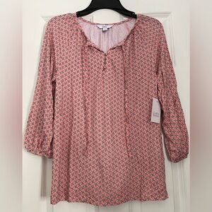 Croft & Barrow Pink Geometric Blouse